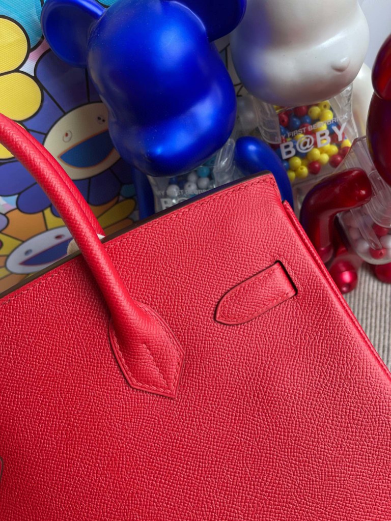 Hermès（爱马仕）Birkin 铂金包 Epsom 原厂掌纹皮 Q5 国旗红 Rouge casaque 金扣 30cm 顶级手缝