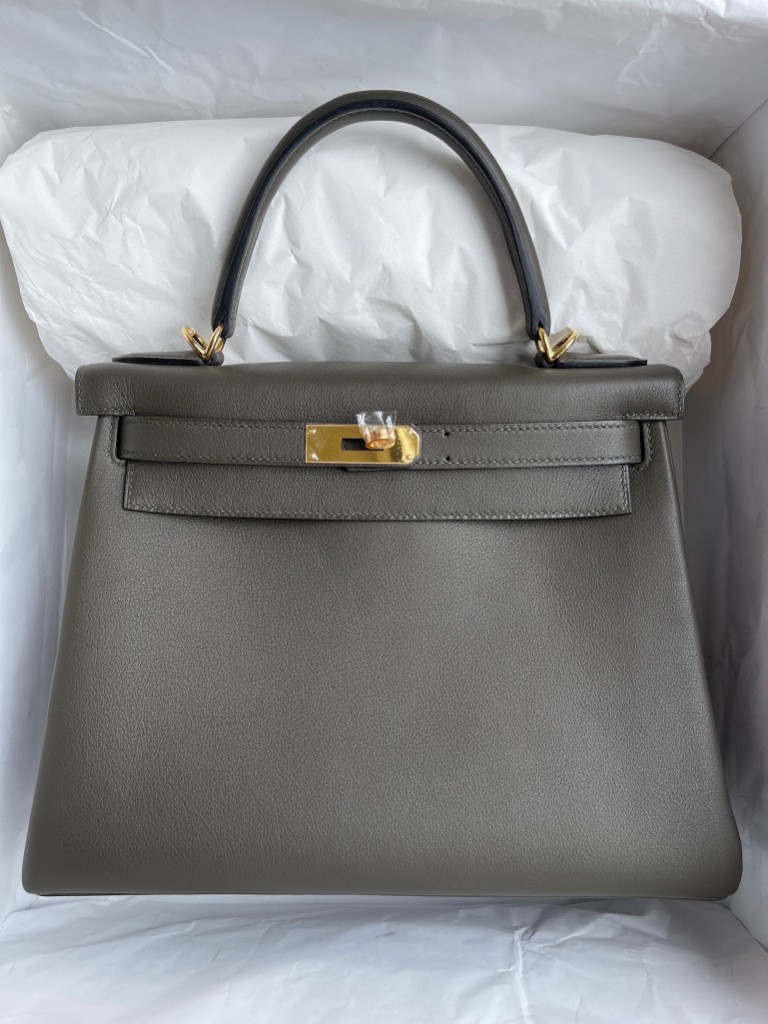 Hermès（爱马仕）Kelly 凯莉包 Swift G8 深橄榄绿 金扣 25cm 顶级手缝 定制