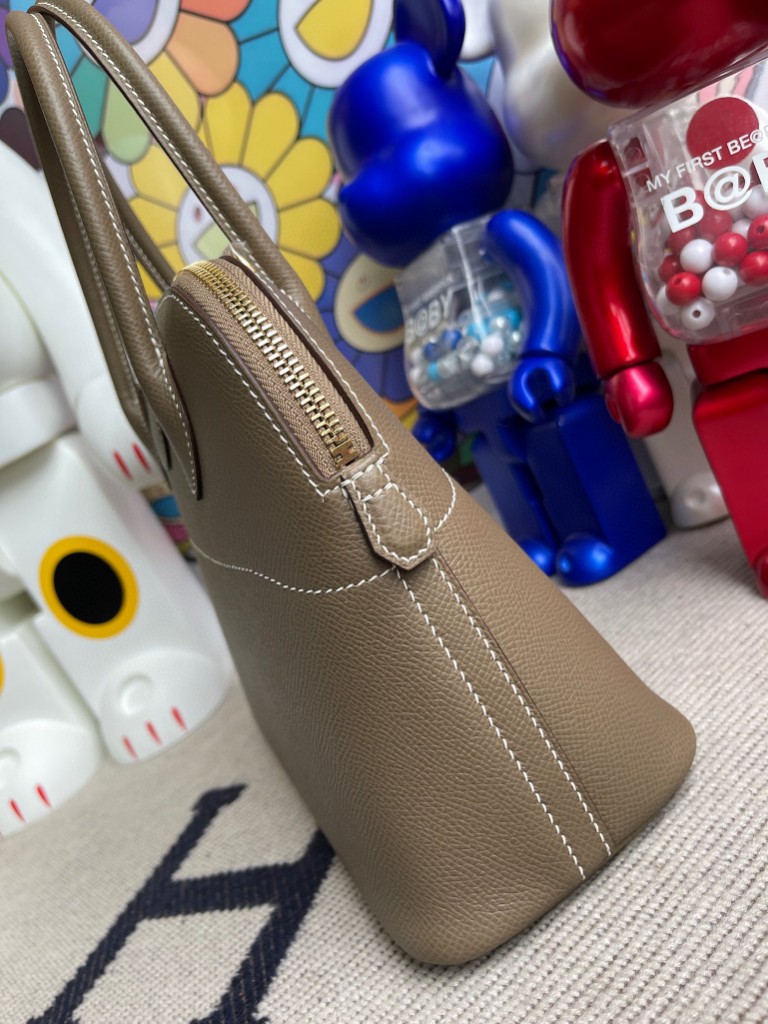 Hermès（爱马仕）Bolide 保龄球包 Epsom 原厂掌纹皮 ck18 大象灰 etoupe 金扣 27cm 顶级手缝
