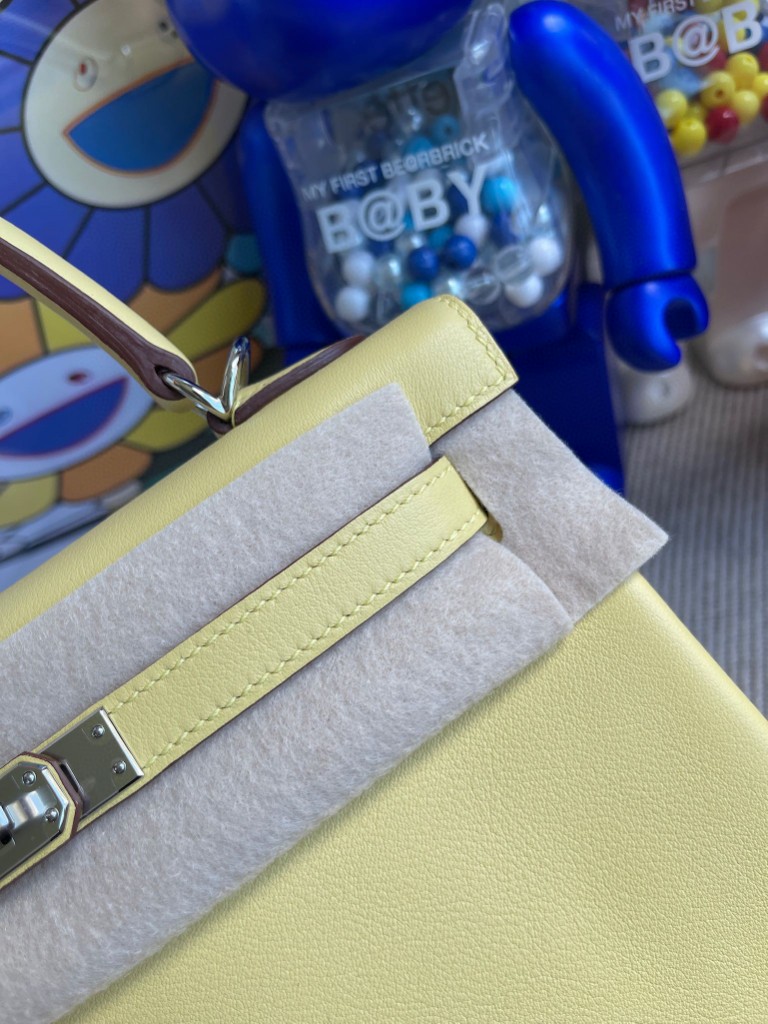 Hermès（爱马仕）Kelly 凯莉包 Swift 1Z 小鸡黄 银扣 25cm 顶级手缝 定制