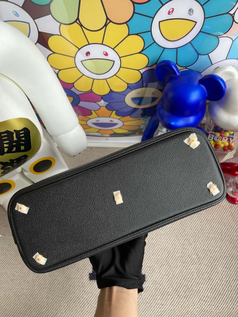 Hermès（爱马仕）Bolide 保龄球包 Epsom 原厂掌纹皮 ck89 黑色 Noir 金扣 27cm 顶级手缝