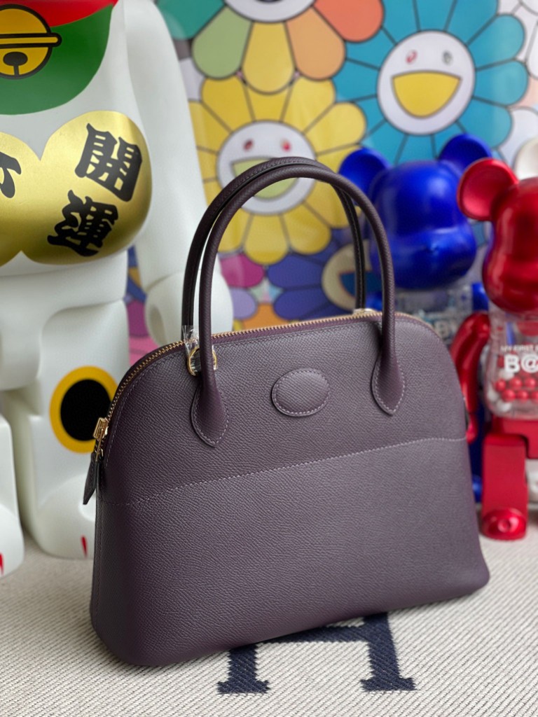 Hermès(爱马仕)Bolide 保龄球包 Epsom 原厂掌纹皮 葡萄紫 金扣 27cm 顶级手缝-拉尔森鳄鱼皮具定制 - 爱马仕包包官网 Hermès(爱马仕)Bolide 保龄球包 Epsom 原厂掌纹皮 葡萄紫 金扣 27cm 顶级手缝