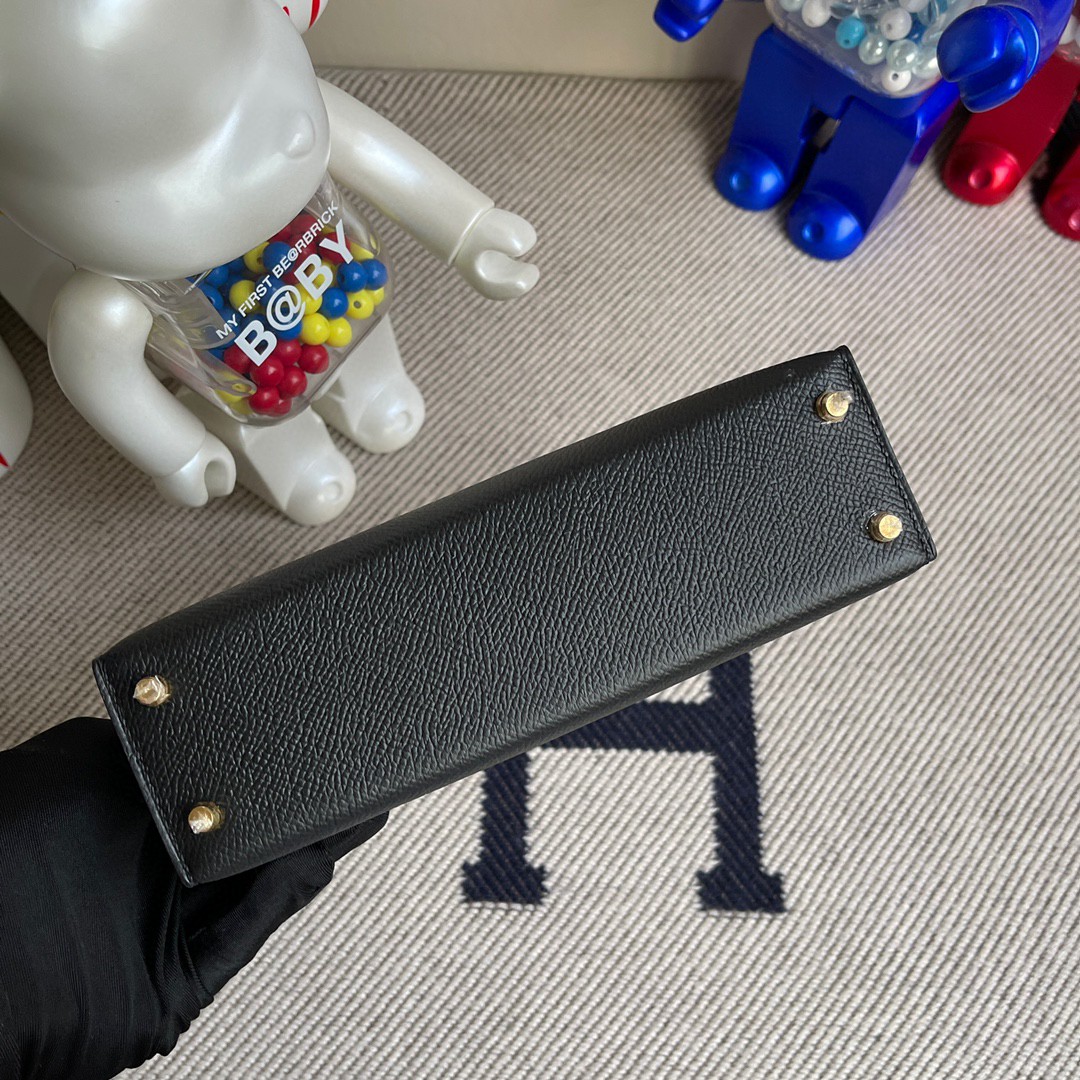 Hermès（爱马仕）Mini kelly ll Epsom 原厂掌纹皮 ck89 黑色 noir 金扣 顶级手缝 现货