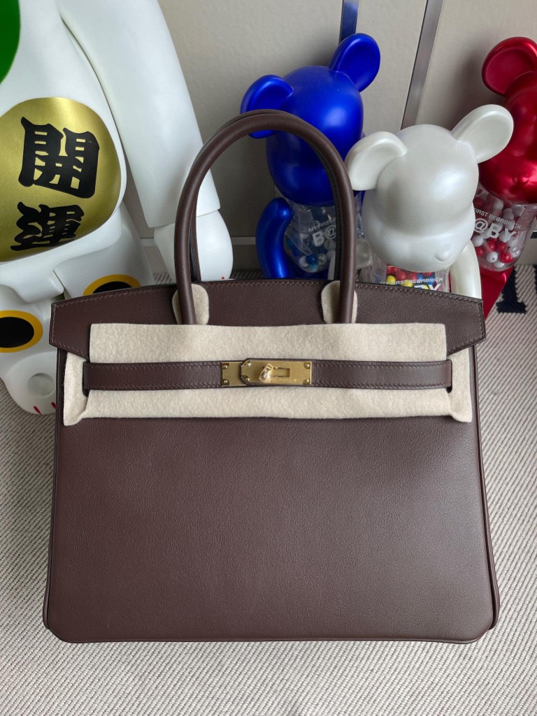 Hermès（爱马仕）Birkin 铂金包 Swift 巧克力色 chocolate 金扣 30cm 顶级手缝  超美