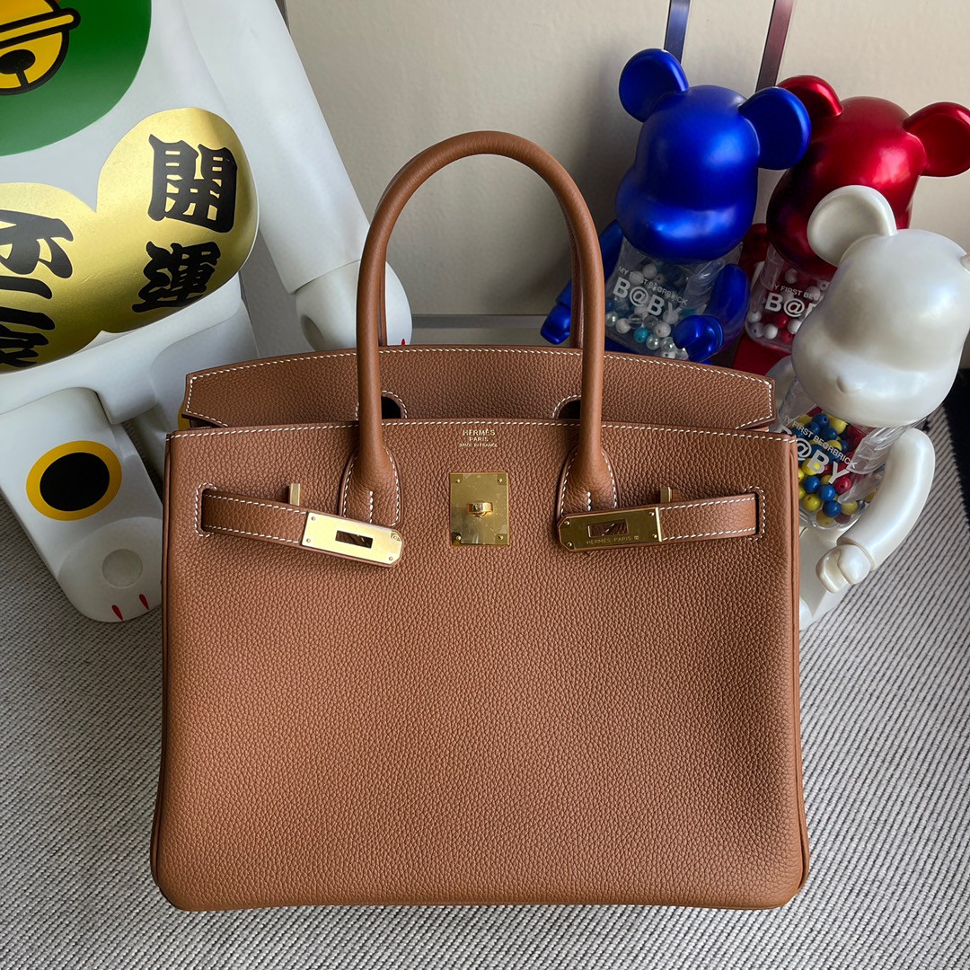 Hermès（爱马仕）Birkin 铂金包 原厂小牛皮 togo  金棕色 gold 金扣 30cm 顶级手缝 现货