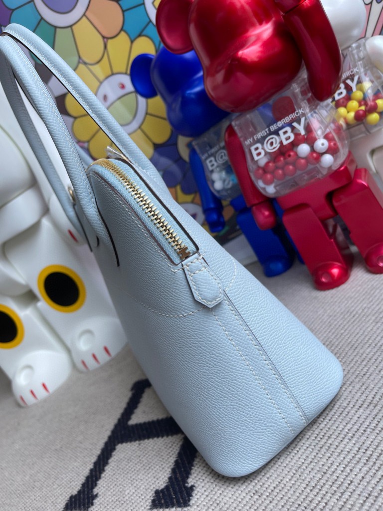 Hermès（爱马仕）Bolide 保龄球包 Epsom 原厂掌纹皮 T0 雾蓝色 金扣 27cm 顶级手缝