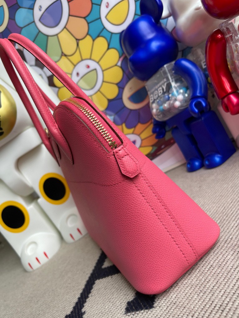Hermès（爱马仕）Bolide 保龄球包 Epsom 原厂掌纹皮 8W 唇膏粉 rose gold 金扣 27cm 顶级手缝