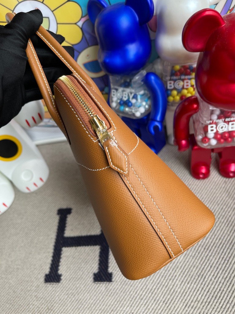 Hermès（爱马仕）Bolide 保龄球包 Epsom 原厂掌纹皮 ck37 金棕 Gold 金扣 27cm 顶级手缝