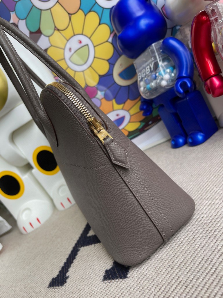 Hermès（爱马仕）Bolide 保龄球包 Epsom 原厂掌纹皮 8F 锡器灰 Etain 金扣 27cm 顶级手缝