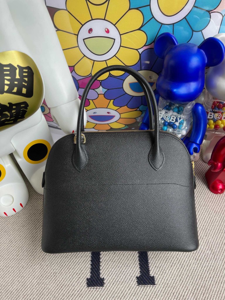 Hermès（爱马仕）Bolide 保龄球包 Epsom 原厂掌纹皮 ck89 黑色 Noir 金扣 27cm 顶级手缝