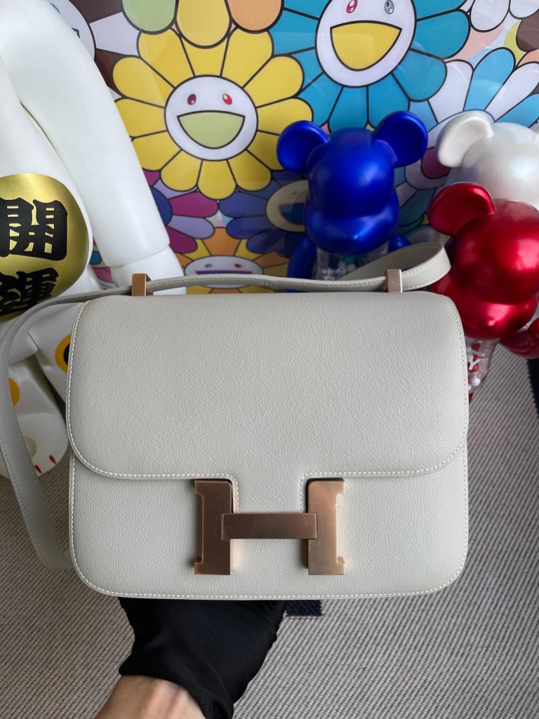 Hermès（爱马仕）Constance 空姐包 evecolor ck80 珍珠灰 金扣 24cm 顶级手缝