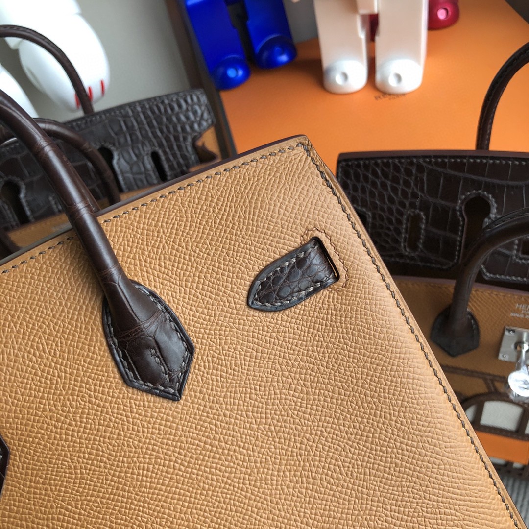 Hermès（爱马仕）Birkin 小房子 棕色 银扣 20cm 顶级手缝