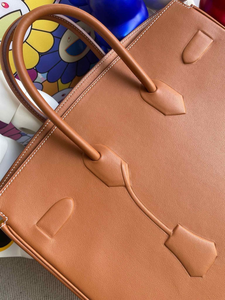 Hermès（爱马仕）Birkin Shadow 影子包 金棕色 银扣 35cm 顶级手缝