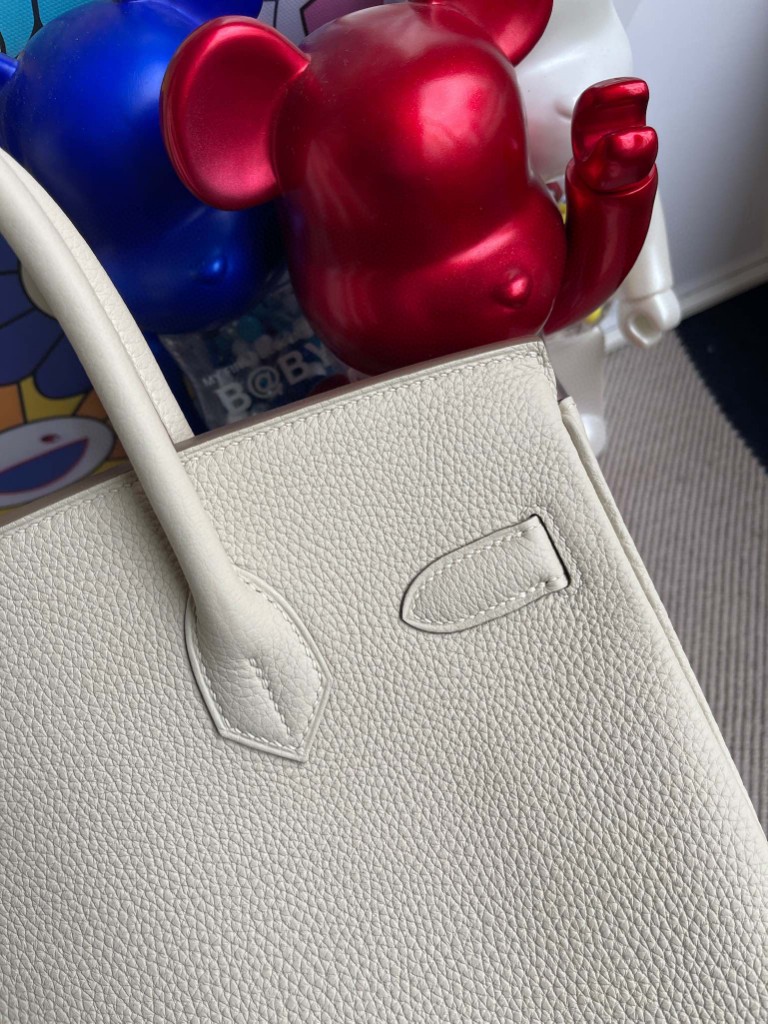 Hermès（爱马仕）Birkin 铂金包 原厂小牛皮 togo ck10 奶昔白 Craie 玫瑰金 Rose gold 30cm 顶级手缝