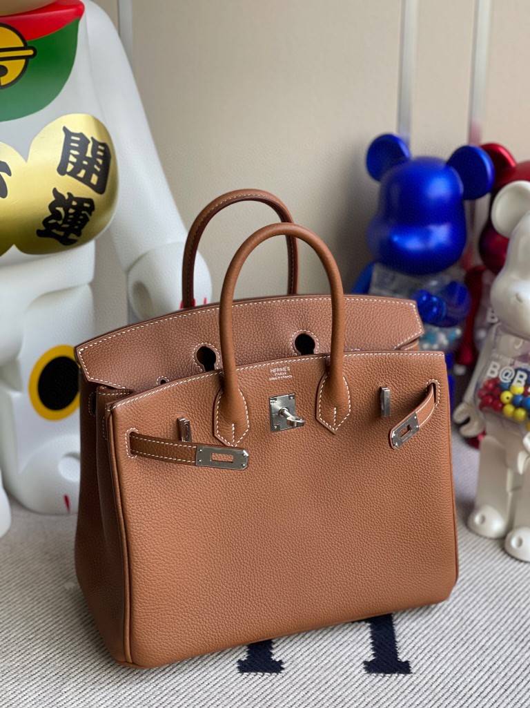Hermès（爱马仕）Birkin 铂金包 原厂小牛皮 togo ck37 金棕色 gold 银扣 25cm 现货