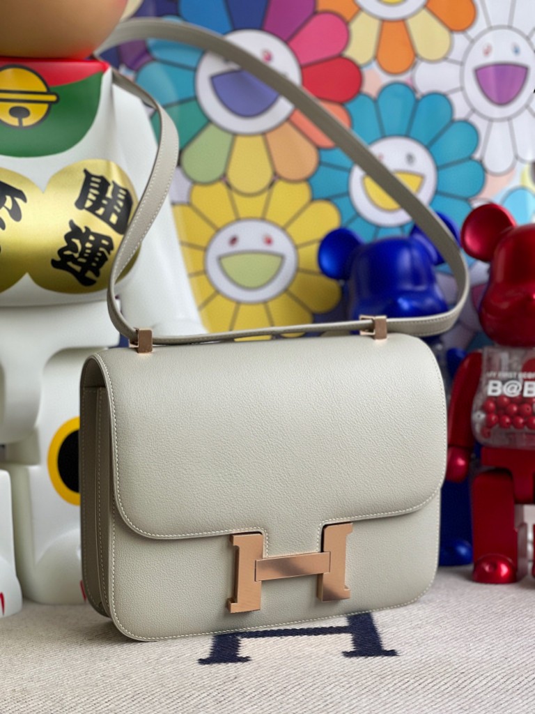 Hermès（爱马仕）Constance 空姐包 evecolor ck80 珍珠灰 金扣 24cm 顶级手缝