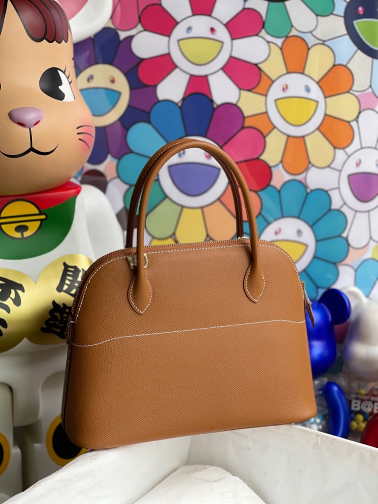 Hermès（爱马仕）Bolide 保龄球包 Epsom 原厂掌纹皮 ck37 金棕 Gold 金扣 27cm 顶级手缝