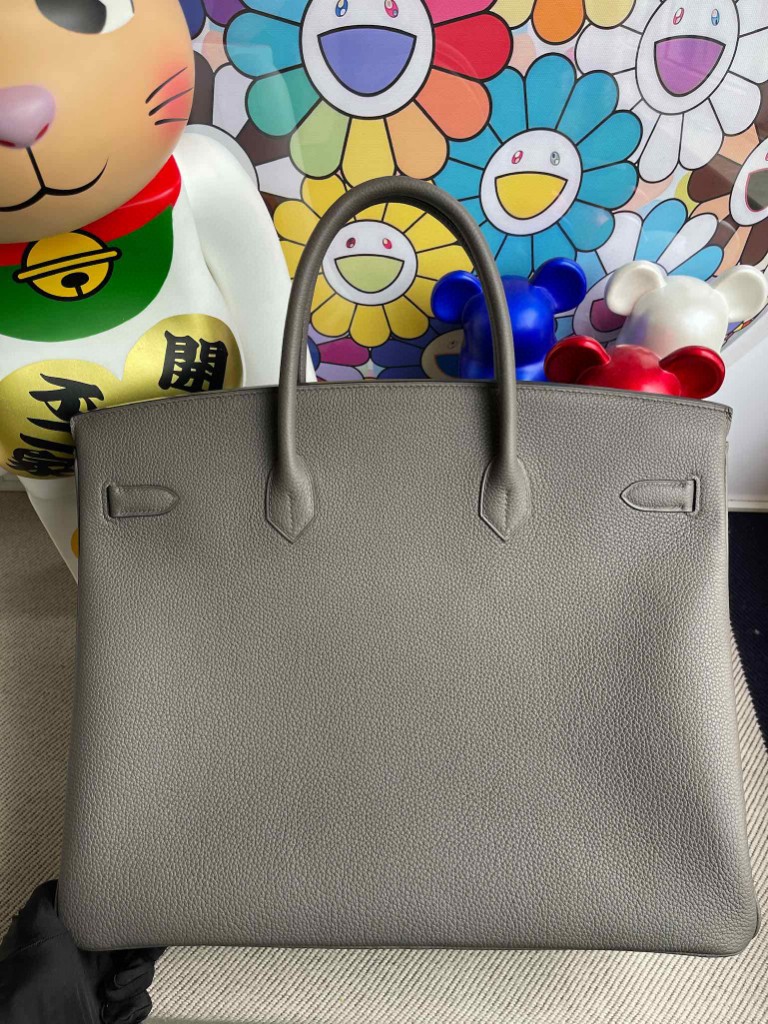 Hermès(爱马仕)Birkin 铂金包 原厂小牛皮 8F 锡器灰 Etain 银扣 40cm 顶级手缝-拉尔森鳄鱼皮具定制 - 爱马仕包包官网 Hermès(爱马仕)Birkin 铂金包 原厂小牛皮 8F 锡器灰 Etain 银扣 40cm 顶级手缝