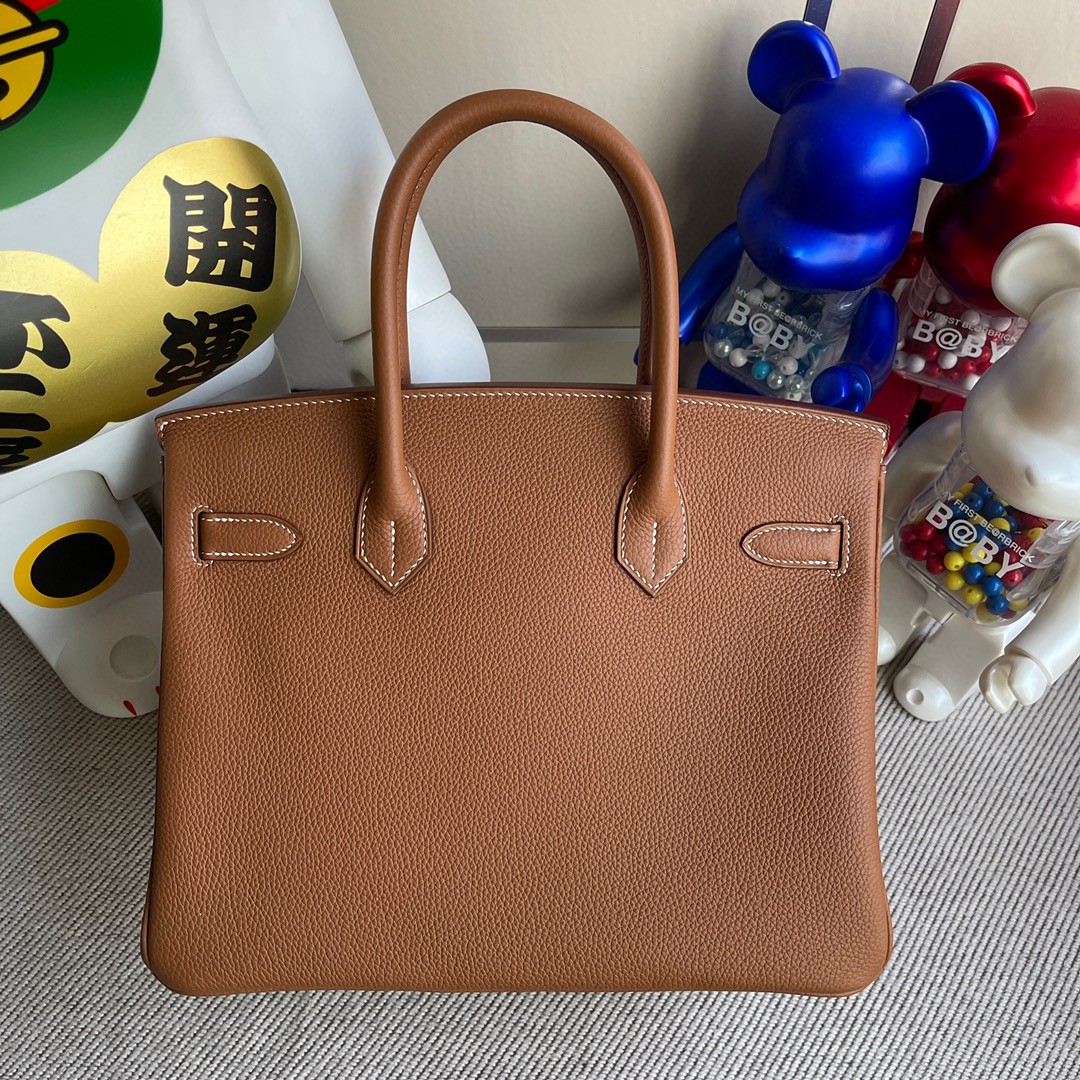 Hermès（爱马仕）Birkin 铂金包 原厂小牛皮 togo  金棕色 gold 金扣 30cm 顶级手缝 现货