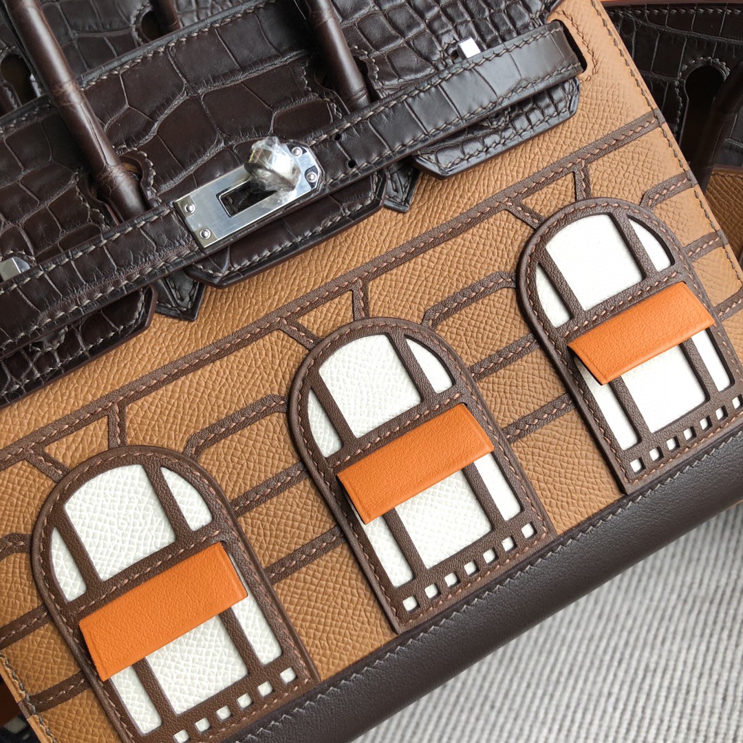 Hermès（爱马仕）Birkin 小房子 棕色 银扣 20cm 顶级手缝