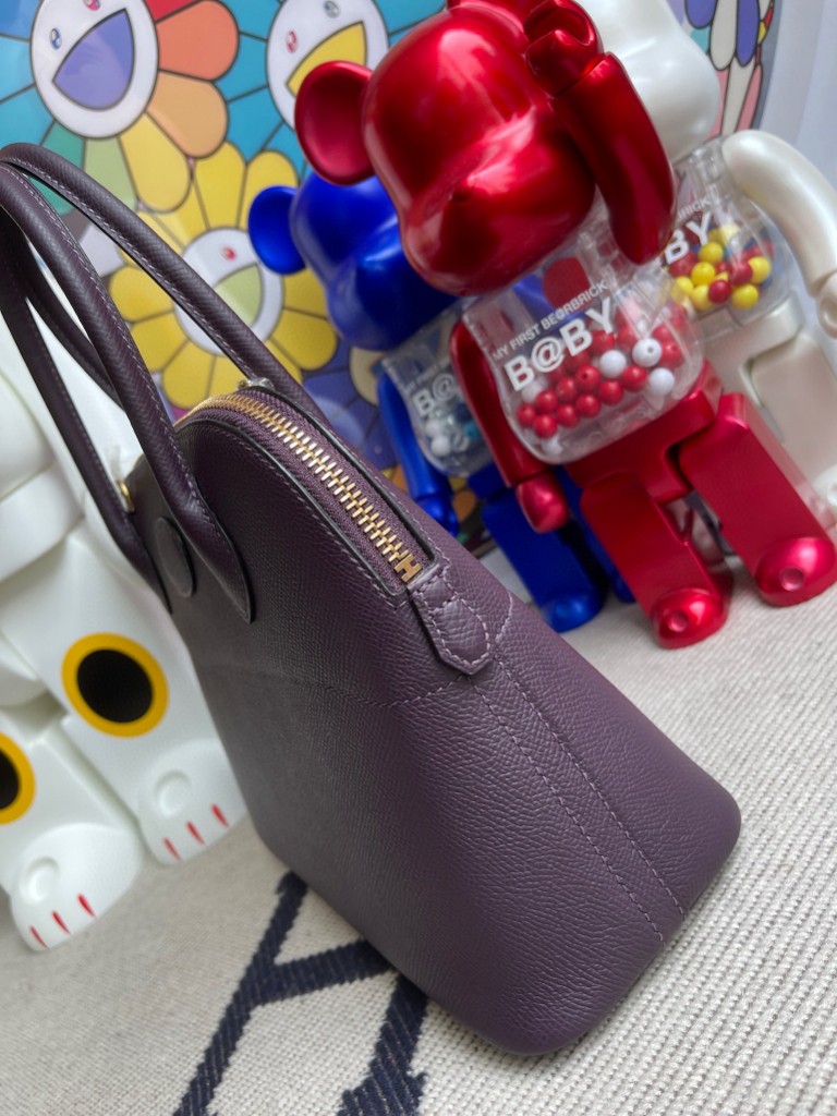 Hermès（爱马仕）Bolide 保龄球包 Epsom 原厂掌纹皮 葡萄紫 金扣 27cm 顶级手缝