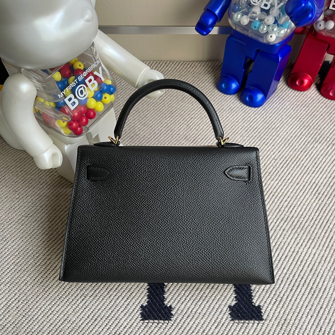 Hermès（爱马仕）Mini kelly ll Epsom 原厂掌纹皮 ck89 黑色 noir 金扣 顶级手缝 现货