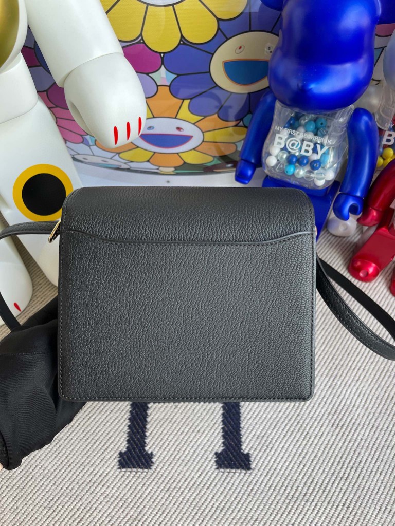 Hermès（爱马仕）Roulis 猪鼻子 Chevre 山羊皮 ck89 黑色 Noir 浅金色 18cm 顶级手缝