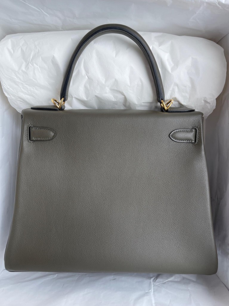 Hermès（爱马仕）Kelly 凯莉包 Swift G8 深橄榄绿 金扣 25cm 顶级手缝 定制