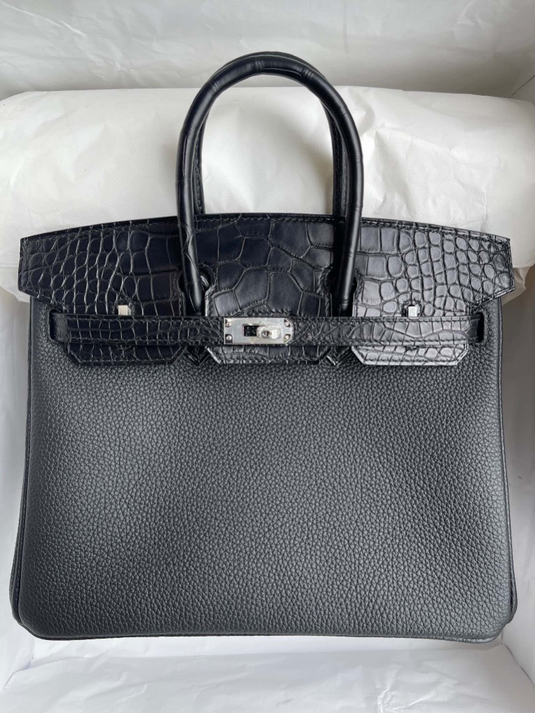 Hermès（爱马仕）Birkin Touch 系列 ck89 黑色 Noir 雾面鳄鱼 银扣 25cm 顶级手缝