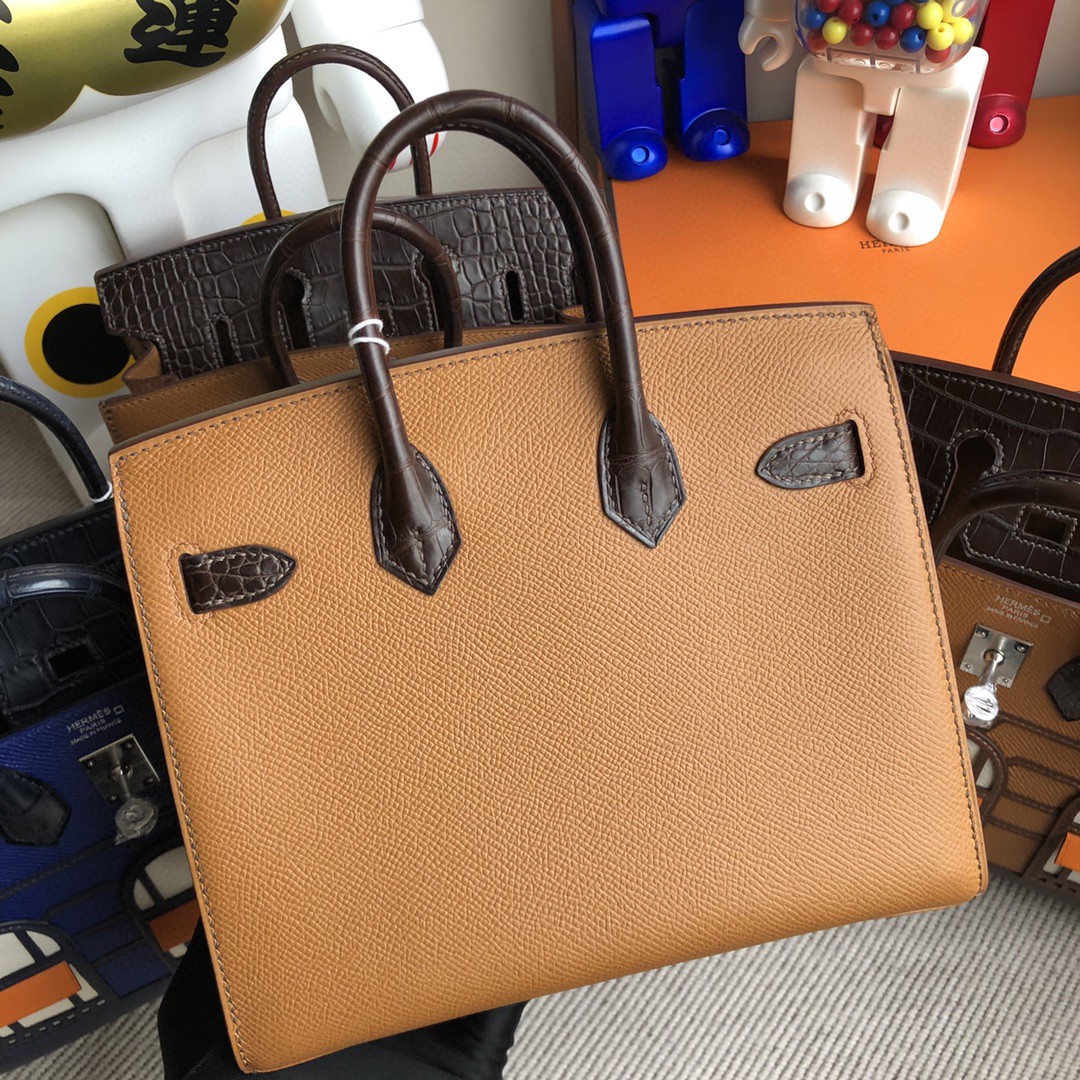 Hermès（爱马仕）Birkin 小房子 棕色 银扣 20cm 顶级手缝