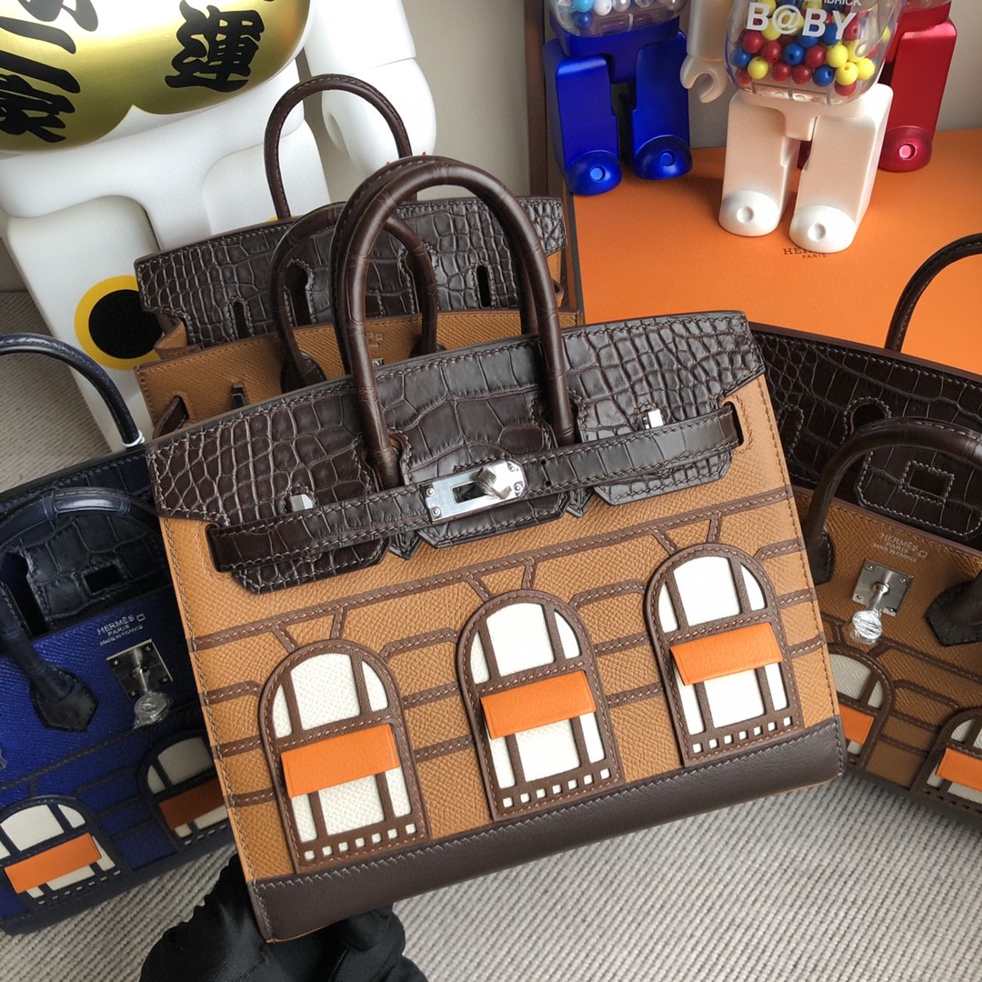 Hermès（爱马仕）Birkin 小房子 棕色 银扣 20cm 顶级手缝