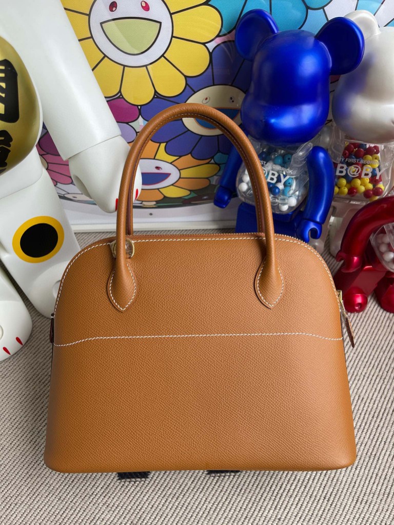 Hermès（爱马仕）Bolide 保龄球包 Epsom 原厂掌纹皮 ck37 金棕 Gold 金扣 27cm 顶级手缝