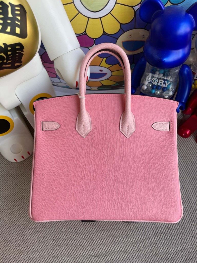 Hermès（爱马仕）Birkin 铂金包 山羊皮 5p 樱花粉拼 3Q粉 金扣 马蹄印 25cm 顶级手缝