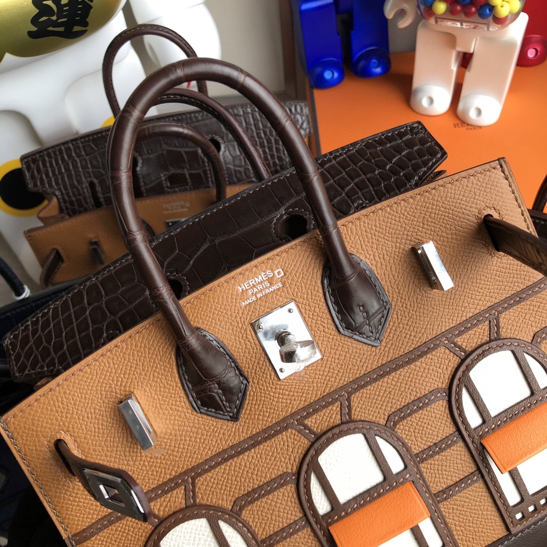 Hermès（爱马仕）Birkin 小房子 棕色 银扣 20cm 顶级手缝