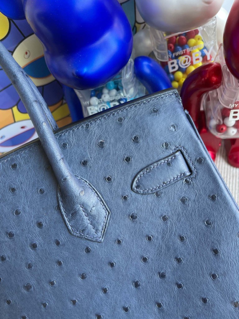 Hermès(爱马仕)Birkin 铂金包 Ostrich kk鸵鸟 马耳他蓝 银扣 30cm 顶级手缝-拉尔森鳄鱼皮具定制 - 爱马仕包包官网 Hermès(爱马仕)Birkin 铂金包 Ostrich kk鸵鸟 马耳他蓝 银扣 30cm 顶级手缝