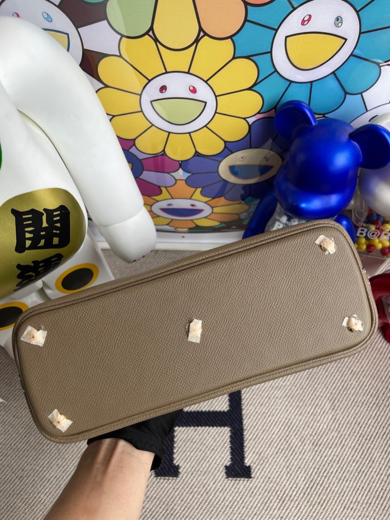 Hermès（爱马仕）Bolide 保龄球包 Epsom 原厂掌纹皮 ck18 大象灰 etoupe 金扣 27cm 顶级手缝