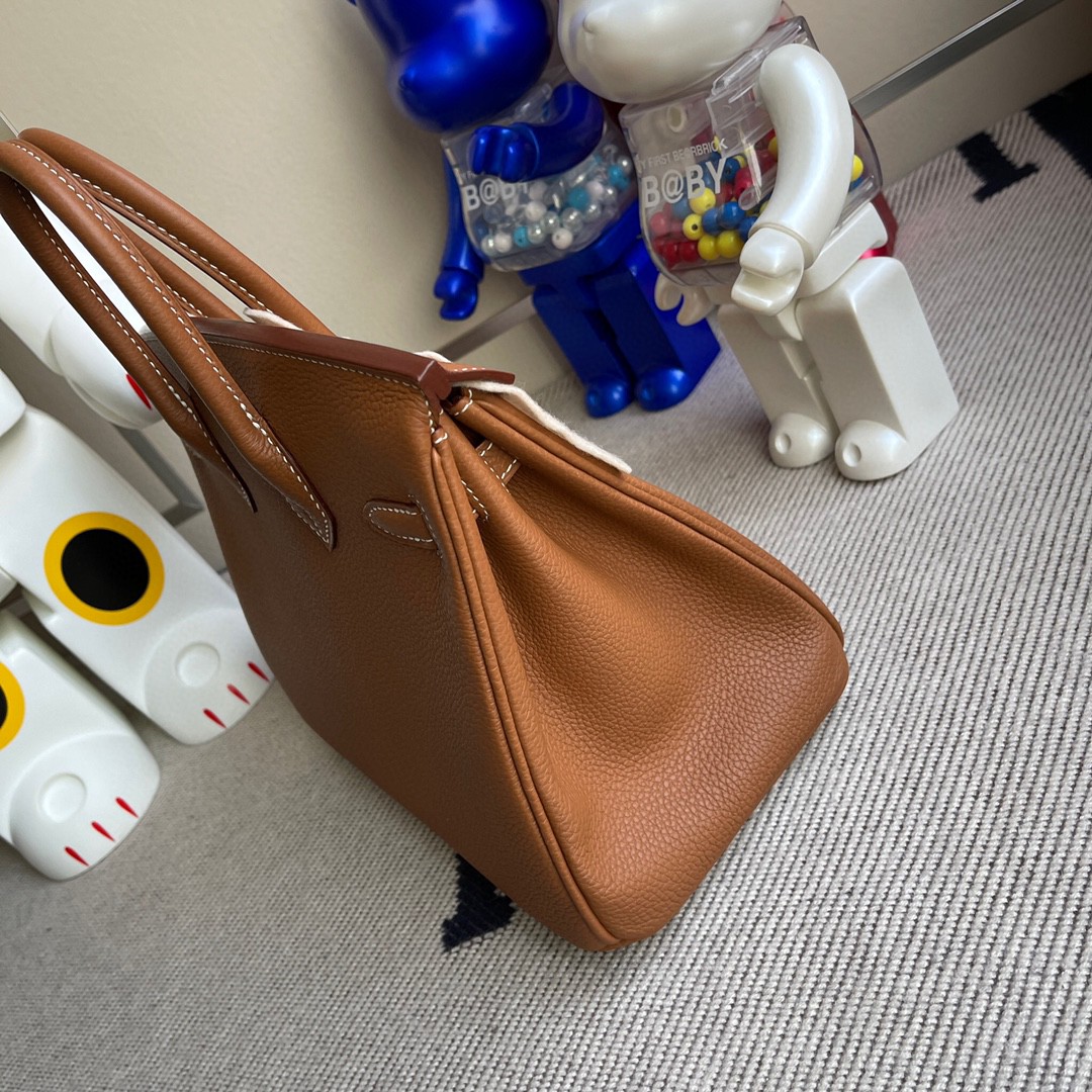 Hermès（爱马仕）Birkin 铂金包 原厂小牛皮 togo ck37 金棕色 gold 银扣 25cm 现货