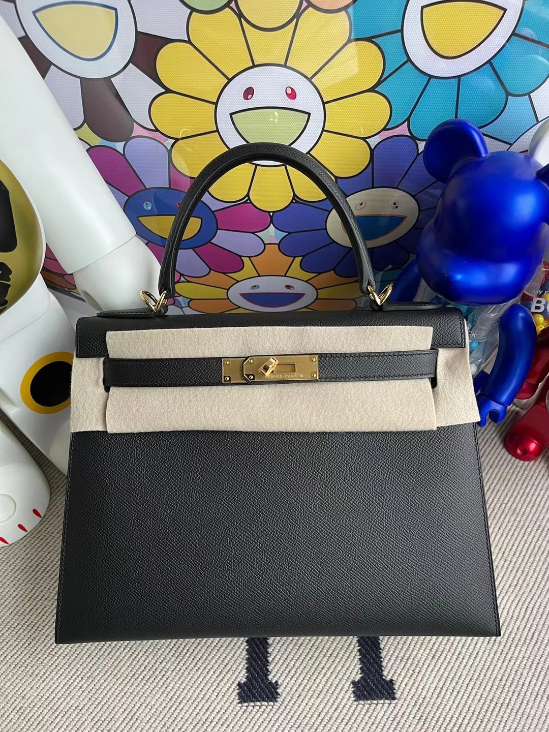 Hermès（爱马仕）Kelly 凯莉包 Epsom ck89 黑色 金扣 28cm