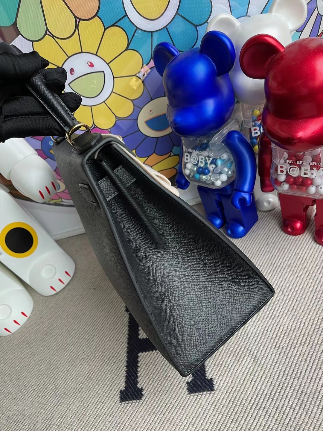 Hermès（爱马仕）Kelly 凯莉包 Epsom ck89 黑色 金扣 28cm