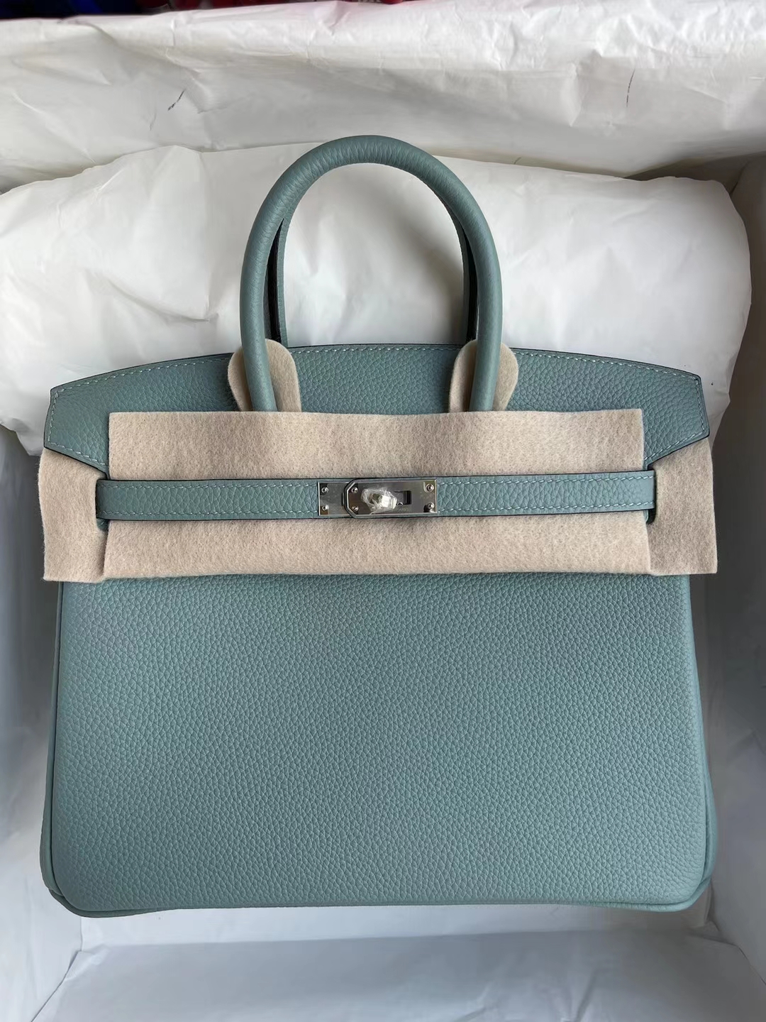 Hermès（爱马仕）Birkin 铂金包 togo 天青色 银扣 25cm 顶级工艺 全手工缝制