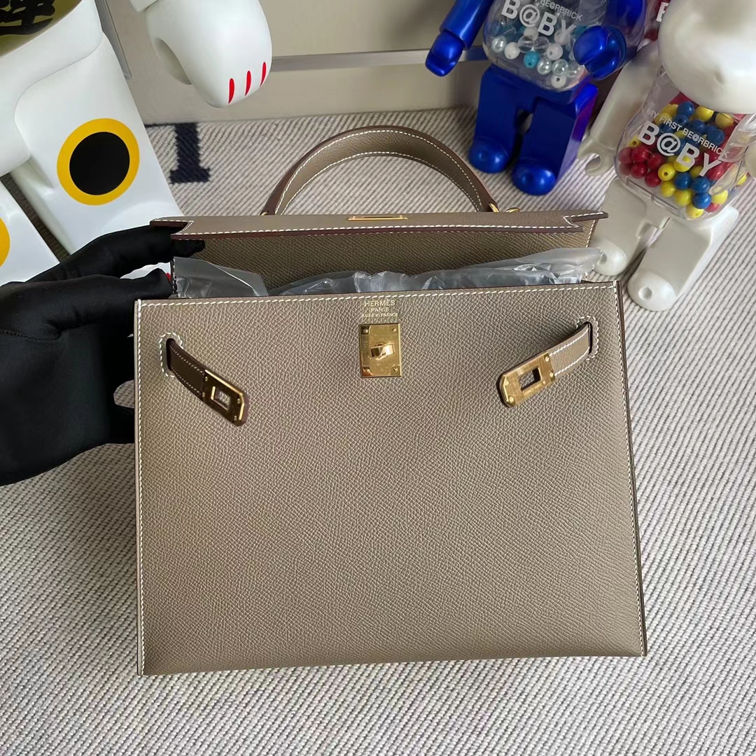 Hermès（爱马仕）Kelly 凯莉包 Epsom ck18 大象灰 金扣 25cm