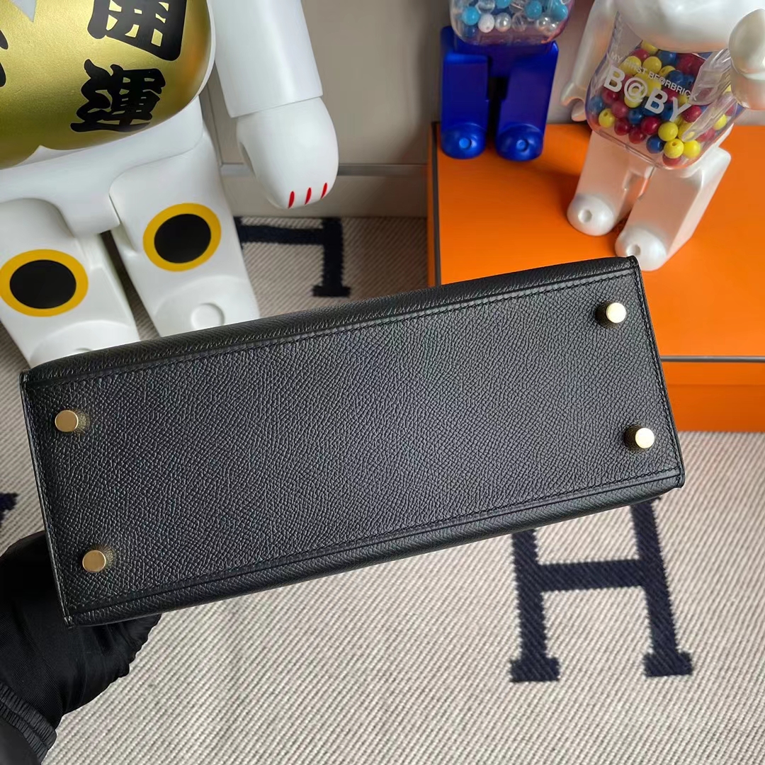 Hermès（爱马仕）Kelly 凯莉包 Epsom ck89 黑色 金扣 25cm