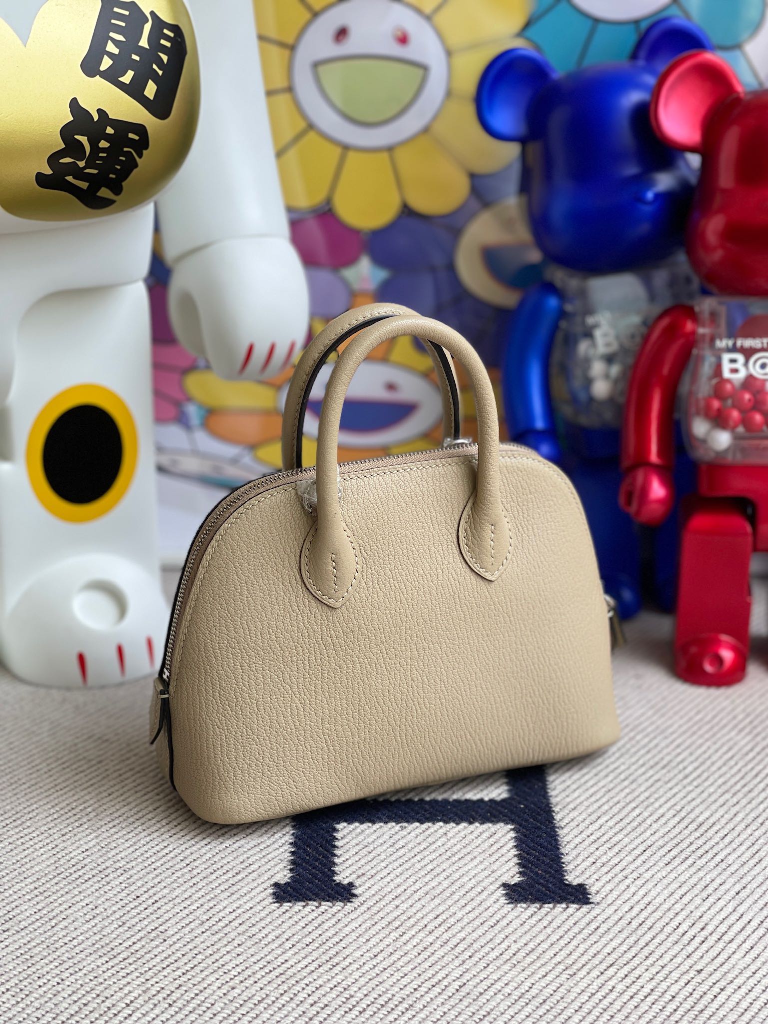 Hermès（爱马仕）Mini bolide Chevre 山羊皮 S2 风衣灰 trench 银扣 顶级手缝 定制