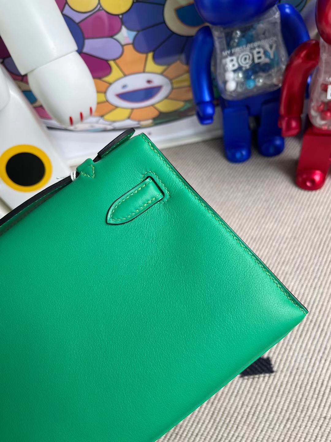 Hermès（爱马仕）MiniKelly Pochette Swift 6w 薄荷绿 银扣 22cm