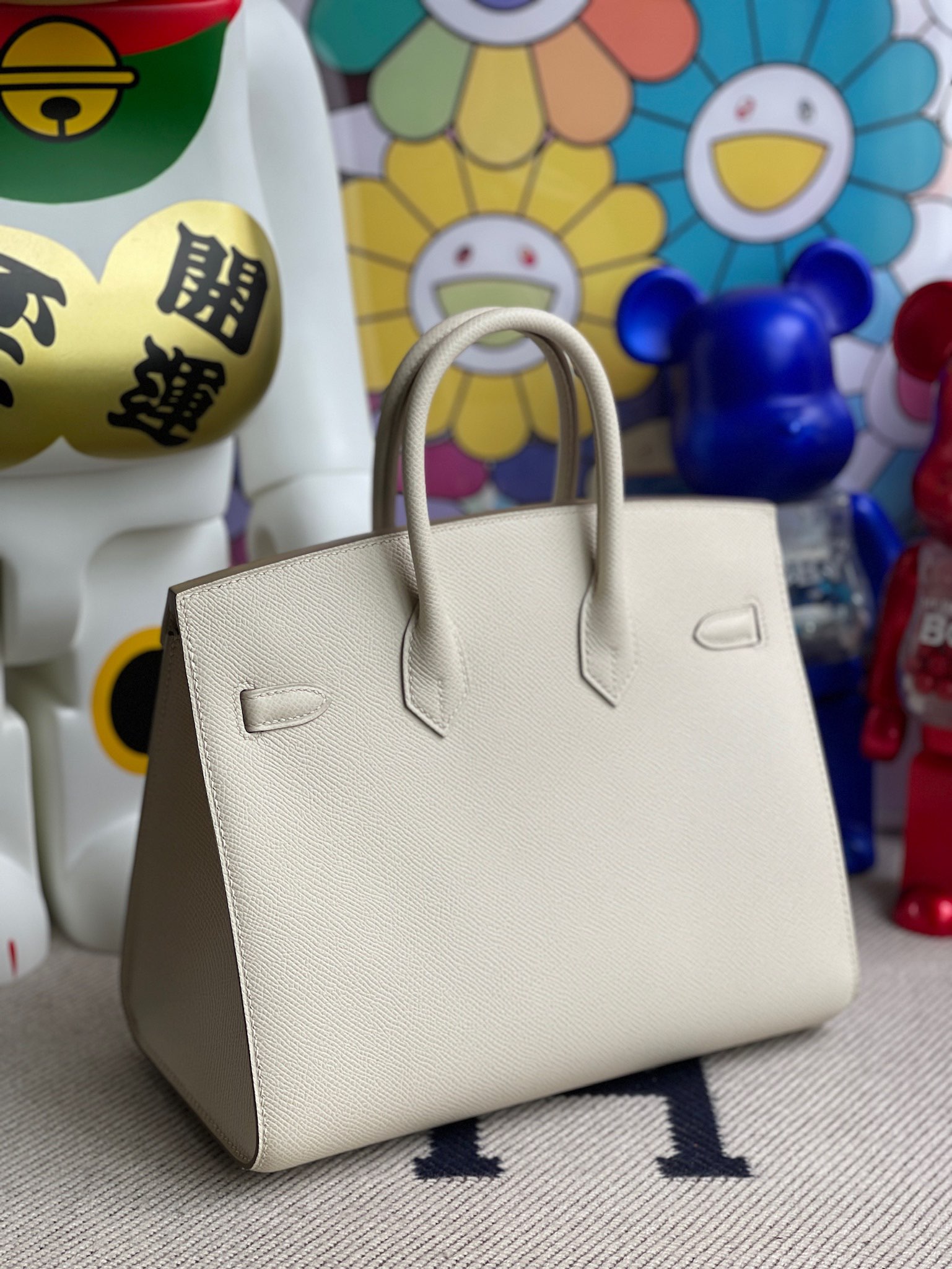Hermès（爱马仕）Birkin 铂金包 Epsom 原厂掌纹皮 10 奶昔白 Craie 金扣 25cm 顶级手缝 定制