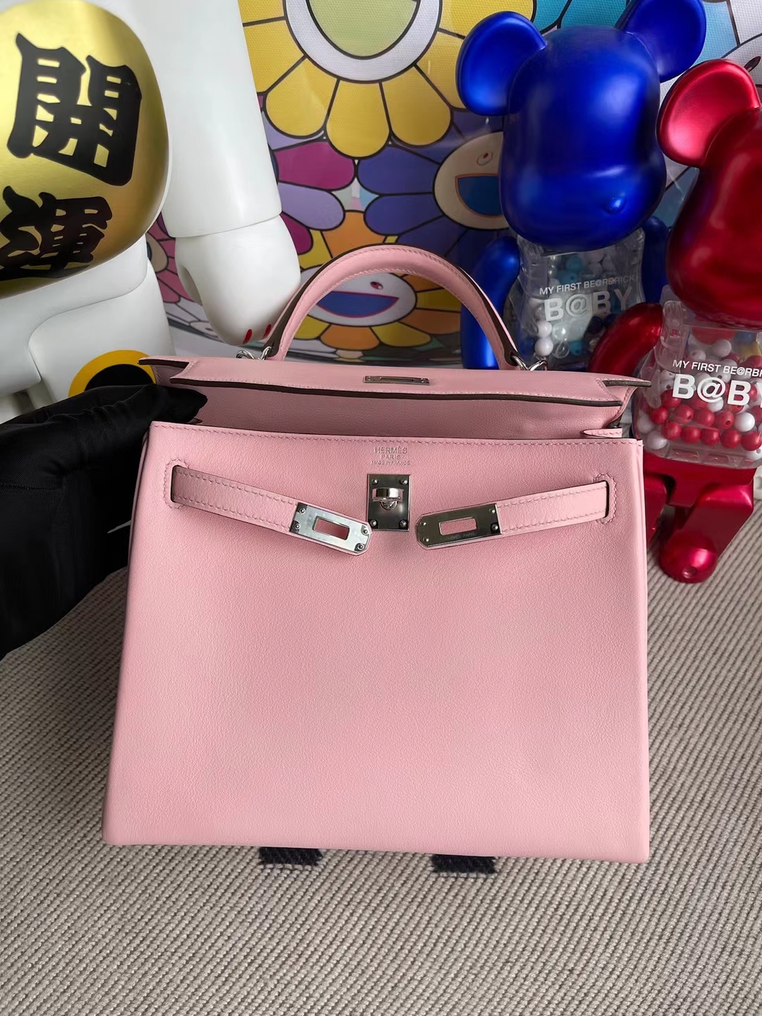Hermès（爱马仕）Kelly 凯莉包 Swift 进口平纹皮 3Q 新粉色 银扣 25cm
