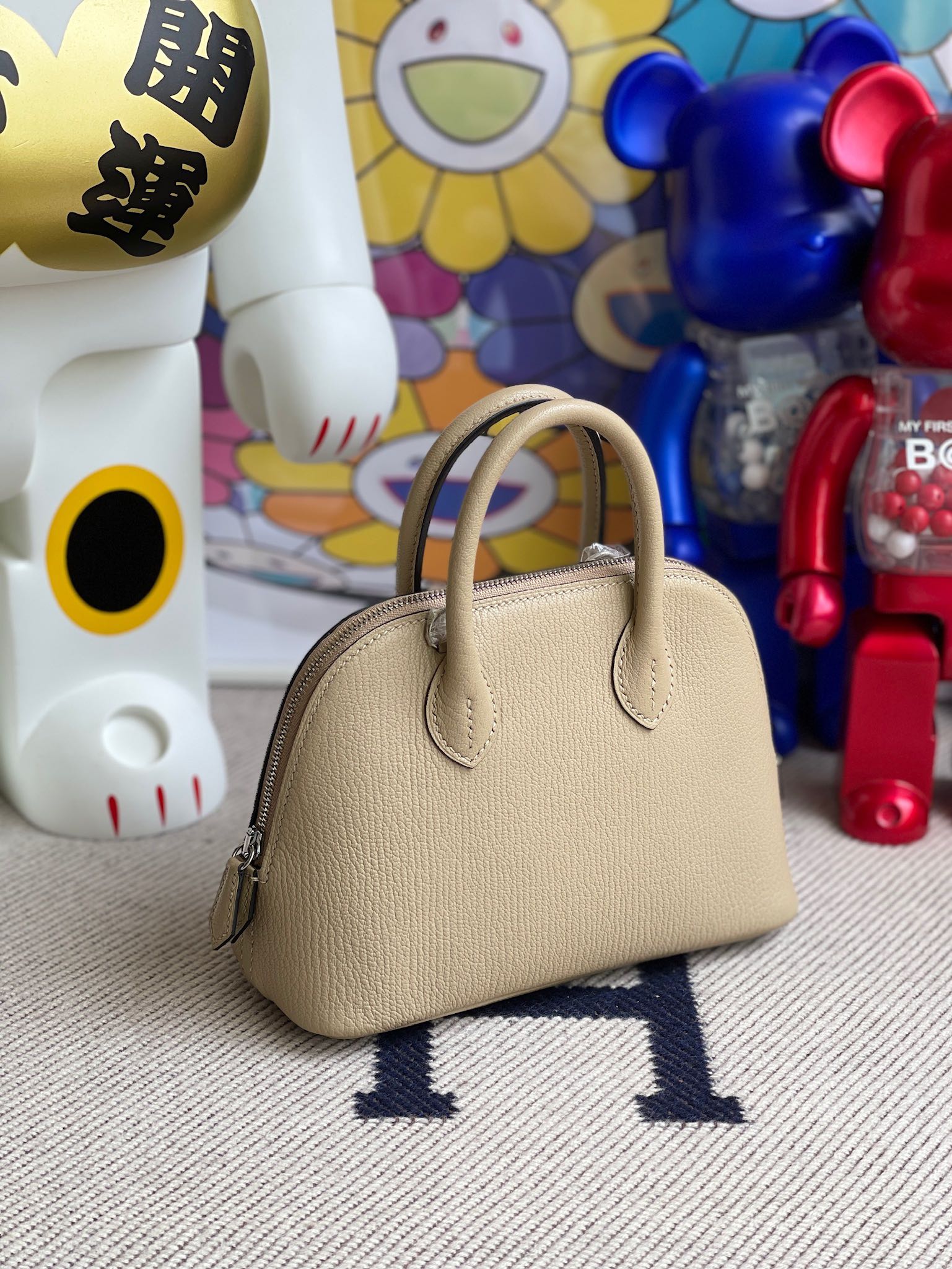 Hermès（爱马仕）Mini bolide Chevre 山羊皮 S2 风衣灰 trench 银扣 顶级手缝 定制