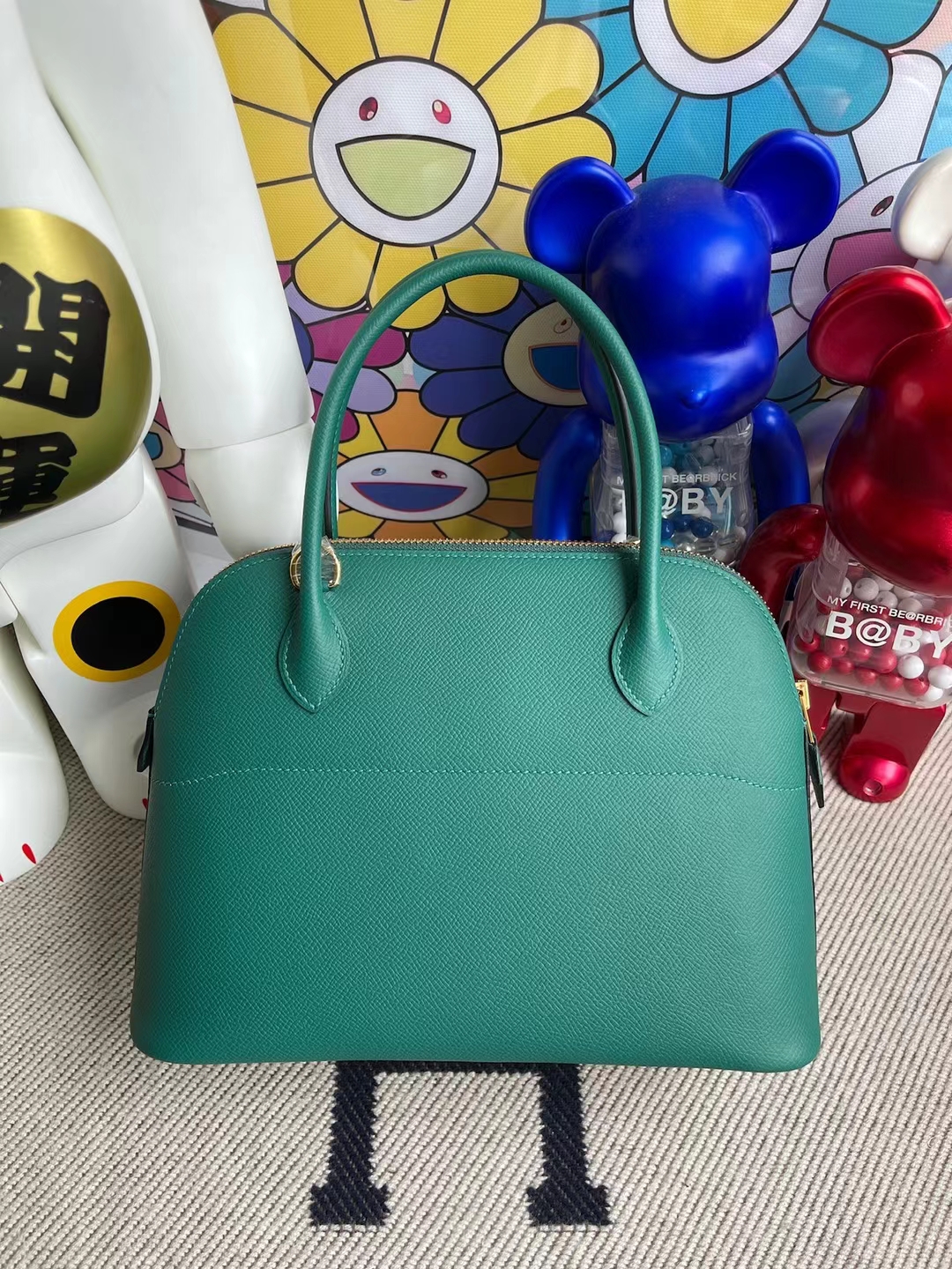 Hermès（爱马仕）Bolide 保龄球包 Epsom Z6 孔雀绿 Malachite 金扣 27cm 顶级工艺 全手工缝制