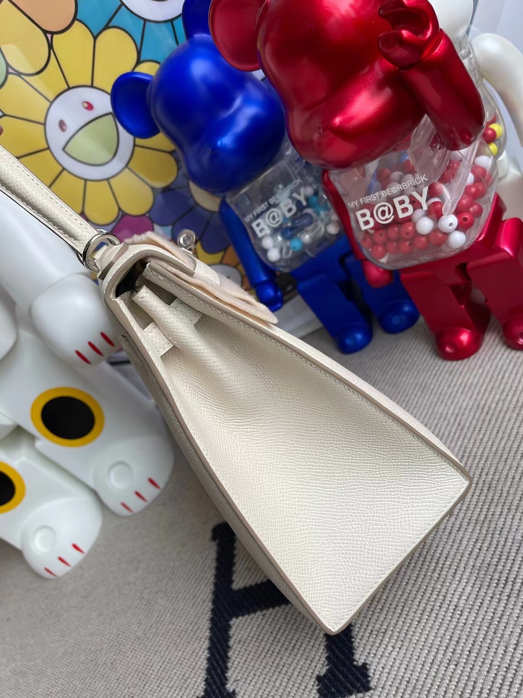Hermès（爱马仕）Kelly 凯莉包 Epsom ck10 奶昔白 craie 顶级工艺 全手工缝制 银扣 25cm