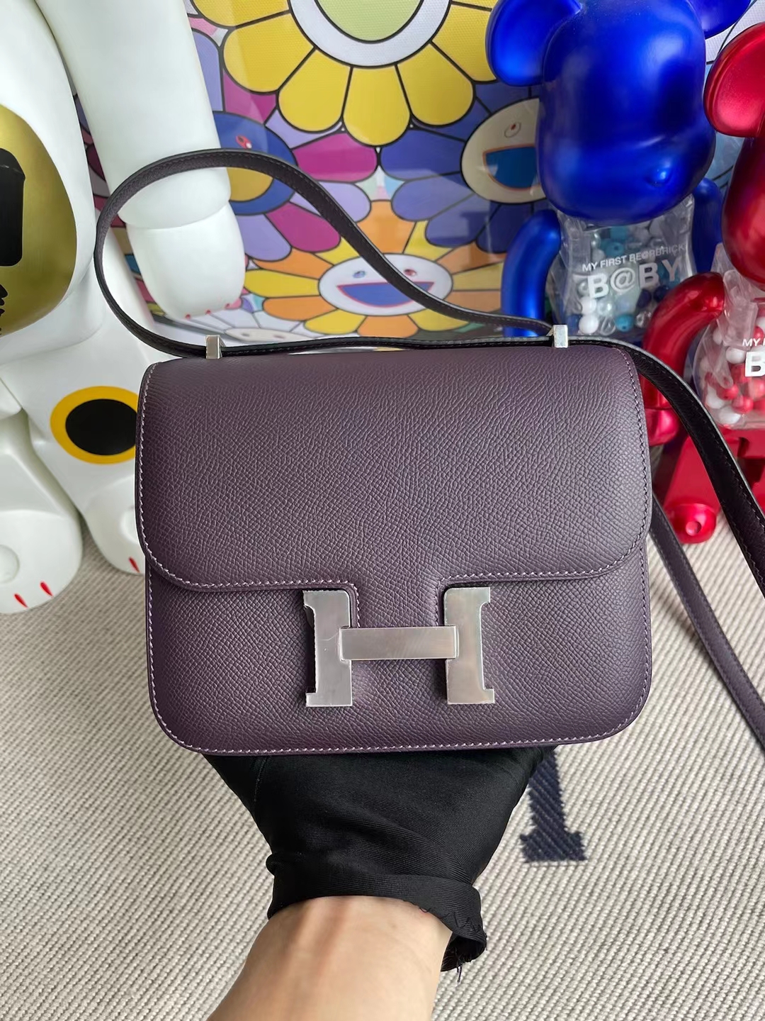 Hermès（爱马仕）Constance 康斯坦斯 Epsom 烟熏紫 银扣 19cm